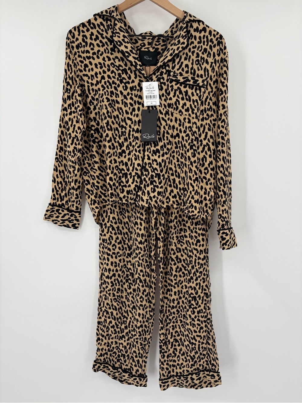 NWT Rails Clara Pajama Set XS Sand Jaguar Leopard Animal Print Rayon Lounge - Picture 8 of 16